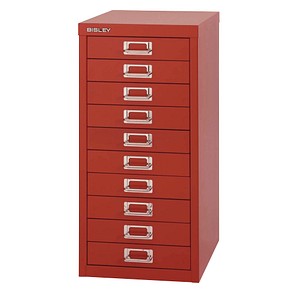 BISLEY MultiDrawer™ L2910 Schubladenschrank kardinalrot 10 Schubladen 27,8 x 38,0 x 59,0 cm von Bisley