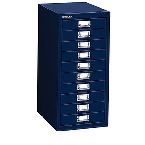 BISLEY MultiDrawer™ L2910 Schubladenschrank oxfordblau 10 Schubladen 27,8 x 38,0 x 59,0 cm von Bisley