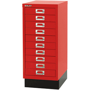 BISLEY MultiDrawer™ L2910S Schubladenschrank kardinalrot 10 Schubladen 27,8 x 38,0 x 67,0 cm von Bisley