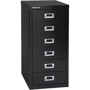 BISLEY MultiDrawer™ L296 Schubladenschrank schwarz 6 Schubladen 27,8 x 38,0 x 59,0 cm von Bisley