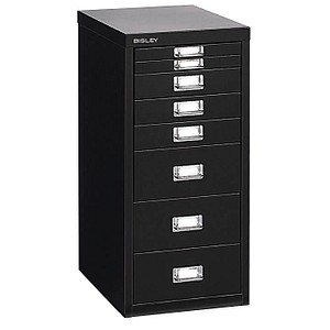 BISLEY MultiDrawer™ L298 Schubladenschrank schwarz 8 Schubladen 27,8 x 38,0 x 59,0 cm von Bisley