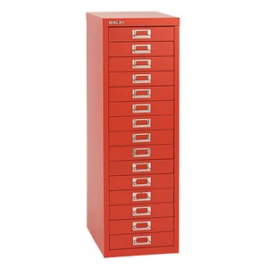 BISLEY MultiDrawer™ L3915 Schubladenschrank kardinalrot 15 Schubladen 27,8 x 38,0 x 85,7 cm von Bisley