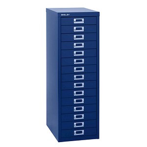 BISLEY MultiDrawer™ L3915 Schubladenschrank oxfordblau 15 Schubladen 27,8 x 38,0 x 85,7 cm von Bisley