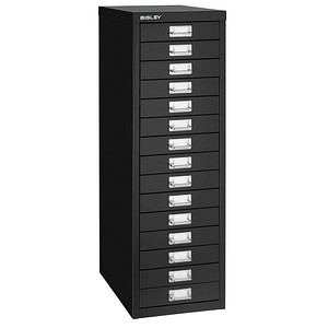 BISLEY MultiDrawer™ L3915 Schubladenschrank schwarz 15 Schubladen 27,8 x 38,0 x 85,7 cm von Bisley