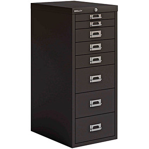 BISLEY MultiDrawer™ Schubladenschrank schwarz 8 Schubladen 27,9 x 40,8 x 67,0 cm von Bisley