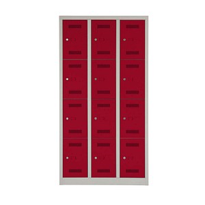 BISLEY Schließfachschrank MonoBloc ML09T4 lichtgrau, kardinalrot ML09T4506, 12 Schließfächer 90,0 x 50,0 x 170,0 cm von Bisley