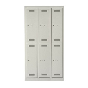 BISLEY Spind MonoBloc ML09T2 lichtgrau ML09T2645, 6 Schließfächer 90,0 x 50,0 x 170,0 cm von Bisley