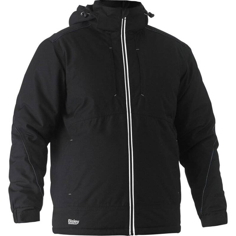 Bisley Berufsjacke HEAVY DUTY DOBBY gefüttert wasserdicht mit Kapuze schwarz M von Bisley
