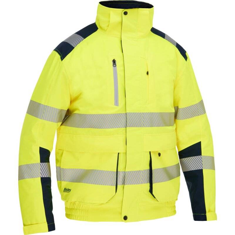 Bisley Warnschutzjacke HI VIS ERIC wasserdicht mit abnehmbarer Kapuze gelb M von Bisley