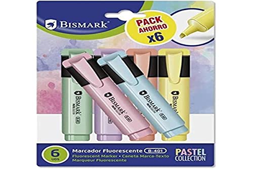 Bismark 89655 Leuchtstoffstift, Pastell, 11,5 x 2,5 cm, Blisterverpackung, 6 Stück von Bismark