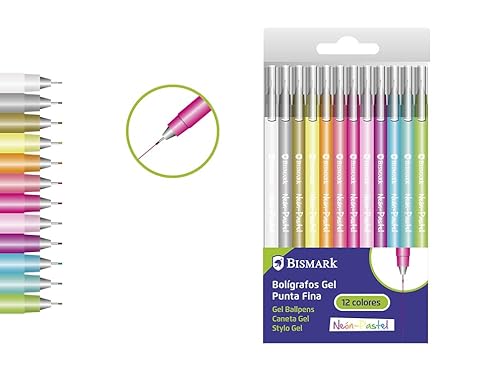 Gelschreiber mit feiner Spitze, Neon-Pastell, 12 Farben von Bismark
