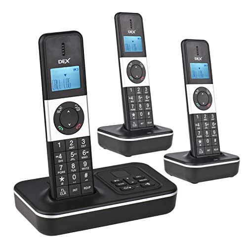 Bisofice D1002 Telefon Schnurlos 3 Mobilteile mit Anrufbeantworter, Anrufer-ID/Anklopfen, 1,6-Zoll-LCD-Bildschirm, 16 Sprachen, Schnurlostelefon für Büro- und Heimkonferenzen von Bisofice