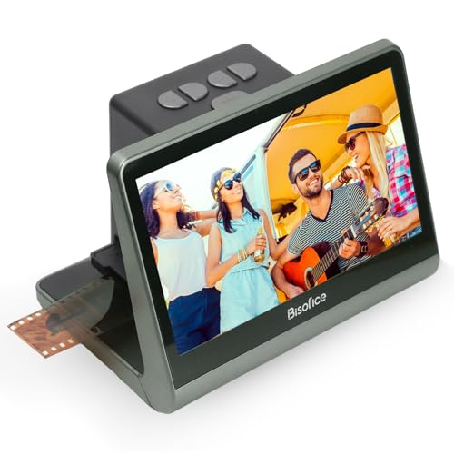 Bisofice Film & Slide Scanner mit 7" LCD-Bildschirm, Negativ Film Scanner zum Digitalisieren für 135 Film(36 * 24mm)/126KPK /110 Film/Super8/ Monochrome/Slide, 24 MP JPEG, 16 GB Speicher von Bisofice