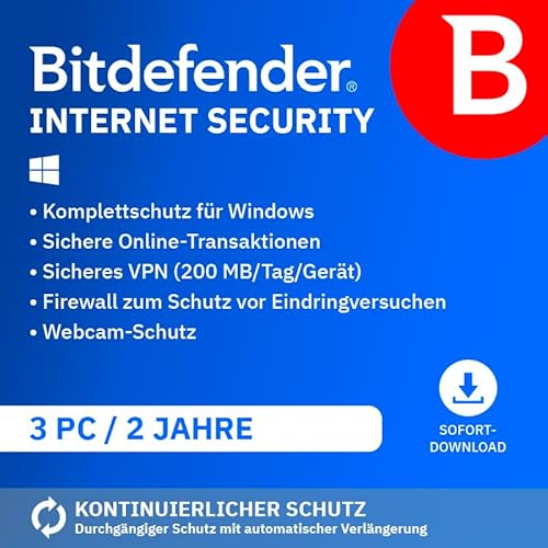 Bitdefender Internet Security 2019 | 3 Gerät | 2 Jahre | PC | PC Aktivierungscode per Email von Bitdefender