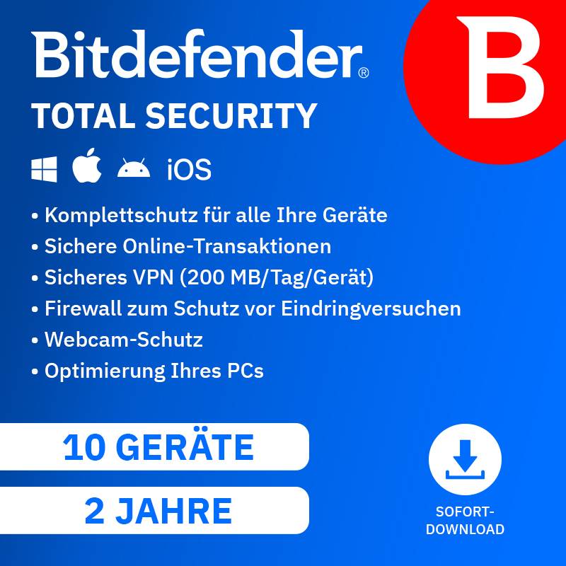 Bitdefender Total Security [2 Jahre - 10 Geräte] von Bitdefender