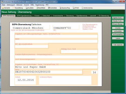 bits&paper BP0014 WinBankformular 5.1 Software (Software für Bankformular-Management) - auch für SEPA Überweisungen, SEPA Verrechnungsschecks und weiter SEPA - Bankformulare von Bits&Paper