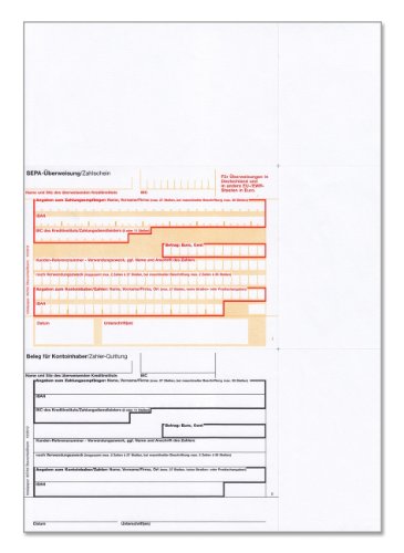 bits&paper BP0107 SEPA-Überweisung/Zahlschein (100 Blatt, A4, bankneutral) Überweisung mt Quittung von Bits&Paper