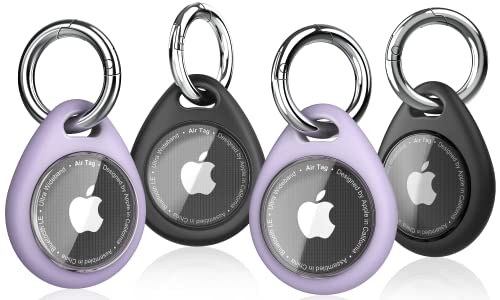 Biuupa 4er Pack Anhänger für AirTag - Stoßfest, Kratzfest TPU Schutzhülle mit Frontabdeckung und Schlüsselanhänger, Rundumschutz Hülle, Case mit Keychain, Waschbares Zubehör für Apple Air Tag von Biuupa