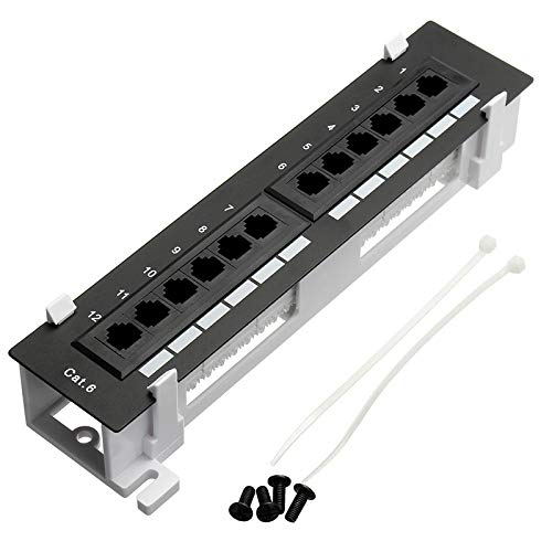 Biwwubik Netzwerk-Tool-Kit 12-Port CAT6-Patchfeld RJ45-Netzwerk-Wandhalterung mit OberfläChenwandhalterung von Biwwubik