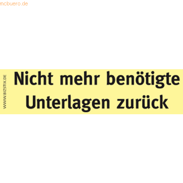 Bizstix Haftnotizen 75x35mm gelb 'Nicht mehr benötigte Unterlagen zurü Bizstix Haftnotizen 75x35mm gelb 'Nicht mehr benötigte Unterlagen zurü von Bizstix