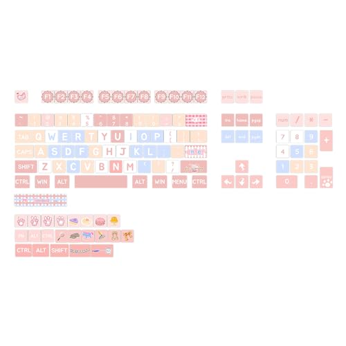 XDA-Profil-Tastenkappen mit 127 Tasten, bunt, PBT-Farbstoffsublimation, für mechanische Tastaturen, Tastenkappen für Standard-Tastaturen von Bjebndd