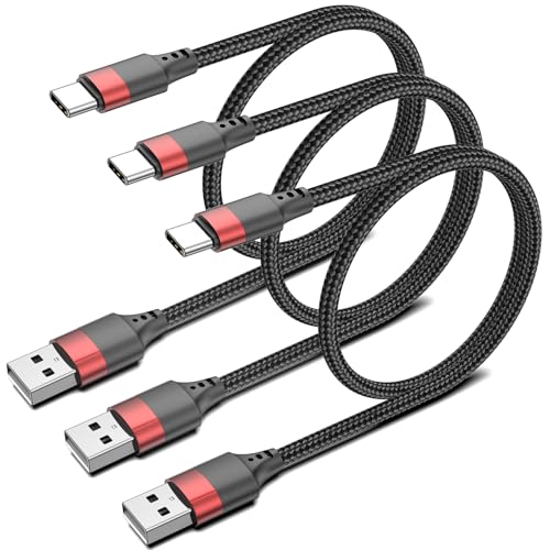 USB C Kabel Kurz, 3 Stück Geflochten USB A auf USB C Ladekabel 50cm, 0.5m Typ C Kabel Kurz 3A Schnellladen für iPhone 16 15 Pro Max Samsung Galaxy S24 S23 S2 S21 A55 A54 Xiaomi Google Pixel von Bkduice