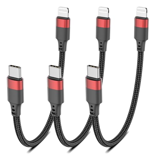 USB C auf Lightning Kabel Kurz, [MFi Zertifiziert] 3 Stück Geflochten USBC Lightning Ladekabel 20cm, 0.2m Typ C iPhone Kabel Kurz Schnellladen für iPhone 14 13 12 11 Pro Max Plus Mini XR XS SE von Bkduice