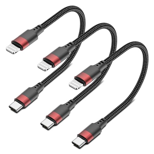 USB C auf Lightning Kabel Kurz, [MFi Zertifiziert] 3 Stück Geflochten USBC Lightning Ladekabel 30cm, 0.3m Typ C iPhone Kabel Kurz Schnellladen für iPhone 14 13 12 11 Pro Max Plus Mini XR XS SE von Bkduice