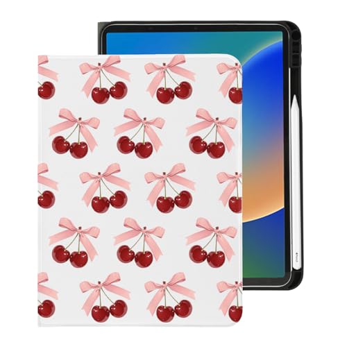 BlHMCASE Cute Bow Cherry Schutzhülle für iPad Mini 6, mit Stifthalter, automatischer Sleep/Wake-Funktion und mehreren Betrachtungswinkeln, weiche TPU-Rückseite aus Leder von BlHMCASE