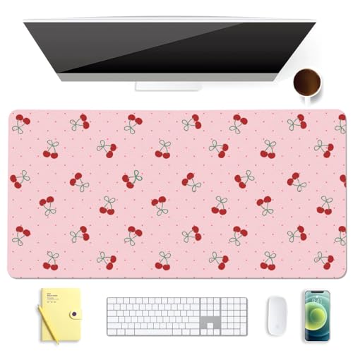 BlHMCASE Cute Cherry Kawaii Pink Extended Gaming Keyboard Mouse Pad, Non-Slip Leather Home Office Desk Mat Protector, Laptop Desk Pad Writing Pad BlHMCASE Cute Cherry Kawaii Pink Extended Gaming Keyboard Mouse Pad, Non-Slip Leather Home Office Desk Mat Protector, Laptop Desk Pad Writing Pad von BlHMCASE