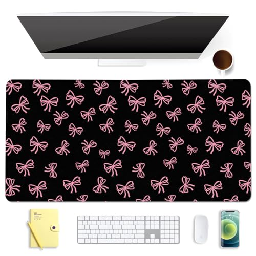 BlHMCASE Gaming-Tastatur-Mauspad mit niedlicher rosa Schleife, rutschfestes Leder, Schreibtischunterlage für Zuhause, Büro, Laptop-Schreibtischunterlage von BlHMCASE
