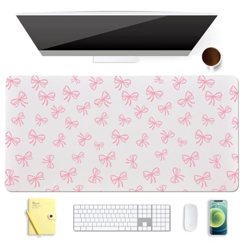 BlHMCASE Mauspad mit niedlicher rosa Schleife, weiß, erweitertes Gaming-Tastatur-Mauspad, rutschfestes Leder, Schreibtischunterlage für Zuhause, Büro, Laptop-Schreibtischunterlage BlHMCASE Mauspad mit niedlicher rosa Schleife, weiß, erweitertes Gaming-Tastatur-Mauspad, rutschfestes Leder, Schreibtischunterlage für Zuhause, Büro, Laptop-Schreibtischunterlage von BlHMCASE