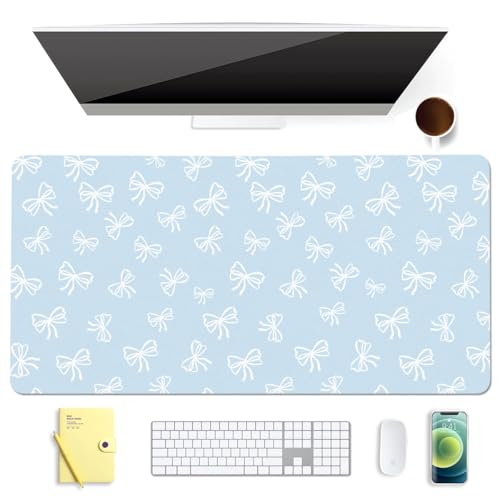 BlHMCASE Mauspad mit niedlicher weißer Schleife, blau, erweitertes Gaming-Tastatur-Mauspad, rutschfestes Leder, Schreibtischunterlage für Zuhause, Büro, Laptop-Schreibtischunterlage BlHMCASE Mauspad mit niedlicher weißer Schleife, blau, erweitertes Gaming-Tastatur-Mauspad, rutschfestes Leder, Schreibtischunterlage für Zuhause, Büro, Laptop-Schreibtischunterlage von BlHMCASE