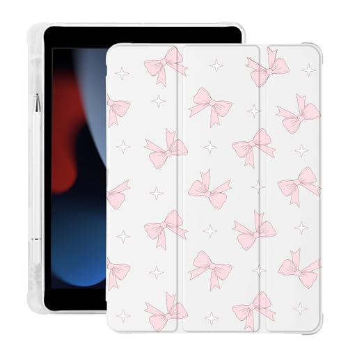 BlHMCASE Niedliche Kawaii Rosa Schleife für iPad 10. Generation Hülle 10,9 Zoll 2022 mit Stifthalter, Auto Sleep/Wake, weißes Leder, weiche TPU-Rückseite von BlHMCASE