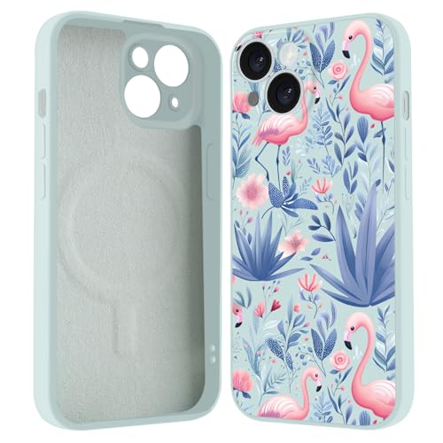 BlHMCASE Schutzhülle für iPhone 13, kompatibel mit MagSafe, niedliche Flamingo-Blätter, magnetische Handyhülle, Flüssigsilikon, weich, schlanke Passform, Schutzhülle für Damen und Mädchen BlHMCASE Schutzhülle für iPhone 13, kompatibel mit MagSafe, niedliche Flamingo-Blätter, magnetische Handyhülle, Flüssigsilikon, weich, schlanke Passform, Schutzhülle für Damen und Mädchen von BlHMCASE
