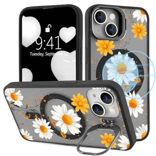 BlHMCASE Schutzhülle für iPhone 13/iPhone 14 mit Ständer, kompatibel mit MagSafe, niedliche Gänseblümchen, magnetisch, eingebauter Ständer, Handyhülle, schwarz, stoßfeste Schutzhülle BlHMCASE Schutzhülle für iPhone 13/iPhone 14 mit Ständer, kompatibel mit MagSafe, niedliche Gänseblümchen, magnetisch, eingebauter Ständer, Handyhülle, schwarz, stoßfeste Schutzhülle von BlHMCASE