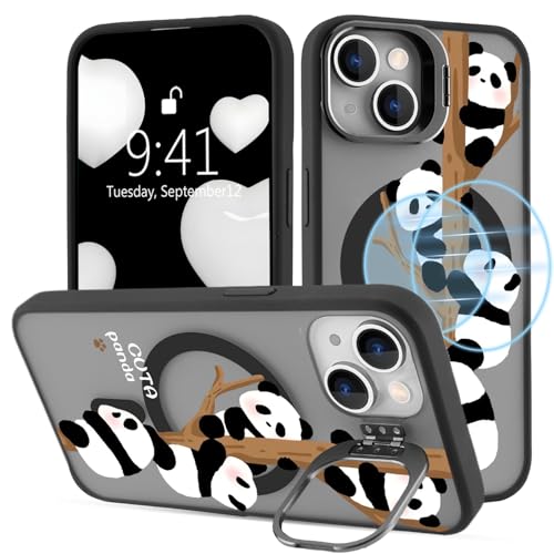 BlHMCASE Schutzhülle für iPhone 13/iPhone 14 mit Ständer, kompatibel mit MagSafe, niedlicher Kawaii-Panda, magnetisch, eingebauter Ständer, Handyhülle, schwarz, stoßfeste Schutzhülle BlHMCASE Schutzhülle für iPhone 13/iPhone 14 mit Ständer, kompatibel mit MagSafe, niedlicher Kawaii-Panda, magnetisch, eingebauter Ständer, Handyhülle, schwarz, stoßfeste Schutzhülle von BlHMCASE