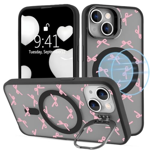BlHMCASE Schutzhülle für iPhone 14 Pro mit Ständer, kompatibel mit MagSafe, niedliche Kawaii-Schleife, magnetisch, eingebauter Ständer, Handyhülle, schwarz, stoßfeste Schutzhülle BlHMCASE Schutzhülle für iPhone 14 Pro mit Ständer, kompatibel mit MagSafe, niedliche Kawaii-Schleife, magnetisch, eingebauter Ständer, Handyhülle, schwarz, stoßfeste Schutzhülle von BlHMCASE