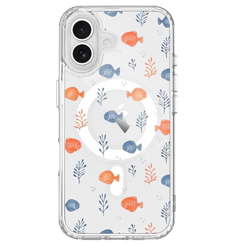 BlHMCASE Schutzhülle für iPhone 16 Pro Max, kompatibel mit MagSafe, niedliche Kawaii-Fische, magnetische Handyhülle, transparent, weich, schlanke Passform, stoßfeste Schutzhülle für Damen und Mädchen BlHMCASE Schutzhülle für iPhone 16 Pro Max, kompatibel mit MagSafe, niedliche Kawaii-Fische, magnetische Handyhülle, transparent, weich, schlanke Passform, stoßfeste Schutzhülle für Damen und Mädchen von BlHMCASE