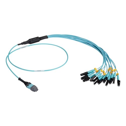 Black Box FOHC20M3-MPLC-12AQ-1 Glasfaserkabel OM3 MTP 12x LC Blau - Faseroptikkabel (1 m, OM3, MTP, 12 x LC, Stecker auf Stecker, Stecker, Stecker, blau) von Black Box