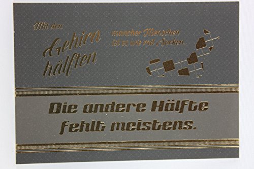 Black Chili - 871043 - Postkarte, schwarz und gold, Mit den Gehirnhälften mancher Menschen ist es wie mit Socken. Die andere Hälfte fehlt meistens. von paxdun