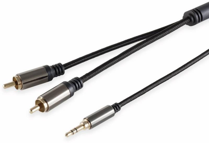 BLACK COTTON Audio-Adapterkabel Klinke/Cinch, 3,5 mm, Stereo, 0,5 m, schwarz von Black Cotton