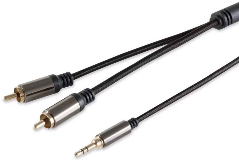 BLACK COTTON Audio-Adapterkabel Klinke/Cinch, 3,5 mm, Stereo, 5,0 m, schwarz von Black Cotton