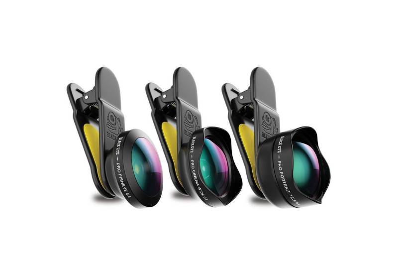 Black Eye Pro Kit G4 Objektiv, (Smartphone-Objektive, Set aus Tele, Fisheye, Weitwinkel) von Black Eye