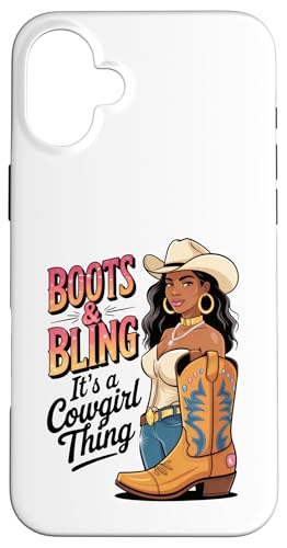 Black Cowgirl Melanin - Boots & Bling It's a Cowgirl Thing Hülle für iPhone 16 Plus Black Cowgirl Melanin - Boots & Bling It's a Cowgirl Thing Hülle für iPhone 16 Plus von Black History Texas African American Cowgirl South
