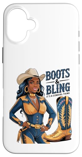 Black Cowgirl Melanin - Boots & Bling It's a Cowgirl Thing Hülle für iPhone 16 Plus Black Cowgirl Melanin - Boots & Bling It's a Cowgirl Thing Hülle für iPhone 16 Plus von Black History Texas African American Cowgirl South