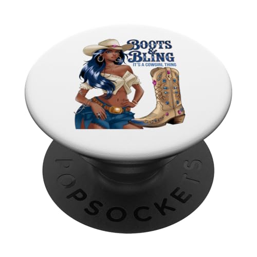 Black Cowgirl Melanin - Boots & Bling It's a Cowgirl Thing PopSockets Klebender PopGrip Black Cowgirl Melanin - Boots & Bling It's a Cowgirl Thing PopSockets Klebender PopGrip von Black History Texas African American Cowgirl South
