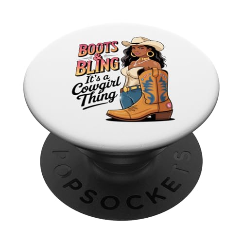 Black Cowgirl Melanin - Boots & Bling It's a Cowgirl Thing PopSockets Klebender PopGrip Black Cowgirl Melanin - Boots & Bling It's a Cowgirl Thing PopSockets Klebender PopGrip von Black History Texas African American Cowgirl South