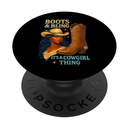 Black Cowgirl Melanin - Boots & Bling It's a Cowgirl Thing PopSockets Klebender PopGrip Black Cowgirl Melanin - Boots & Bling It's a Cowgirl Thing PopSockets Klebender PopGrip von Black History Texas African American Cowgirl South