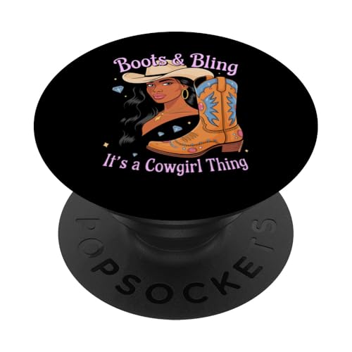 Black Cowgirl Melanin - Boots & Bling It's a Cowgirl Thing PopSockets Klebender PopGrip Black Cowgirl Melanin - Boots & Bling It's a Cowgirl Thing PopSockets Klebender PopGrip von Black History Texas African American Cowgirl South